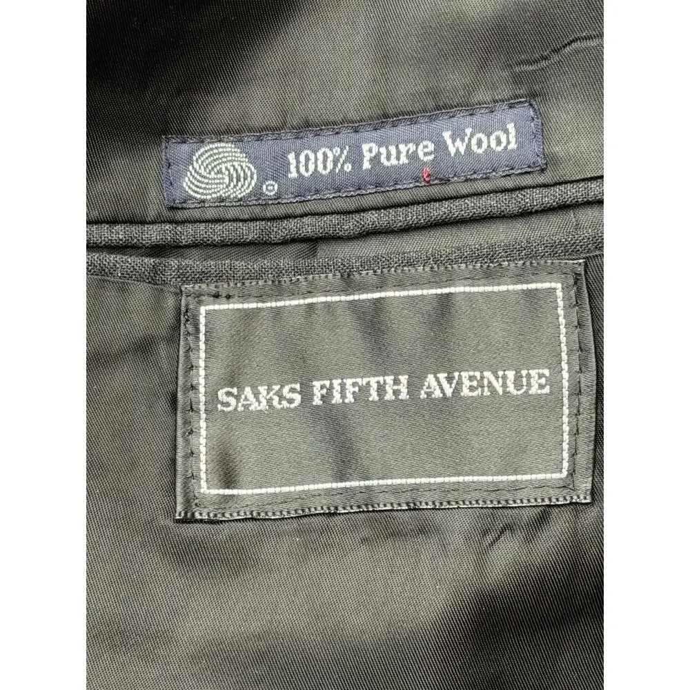 Vintage Burberrys Saks Fifth Avenue Mens Gray 100% Wool Blazer USA Made 42 44